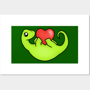 Valentines Day - Be My Valentine - Cute Brachiosaurus Holding a Heart Posters and Art